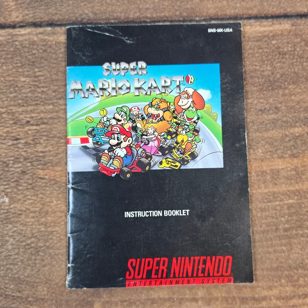 Nintendo Super Mario Kart Instruction Booklet SNES Black Good Vintage Manual